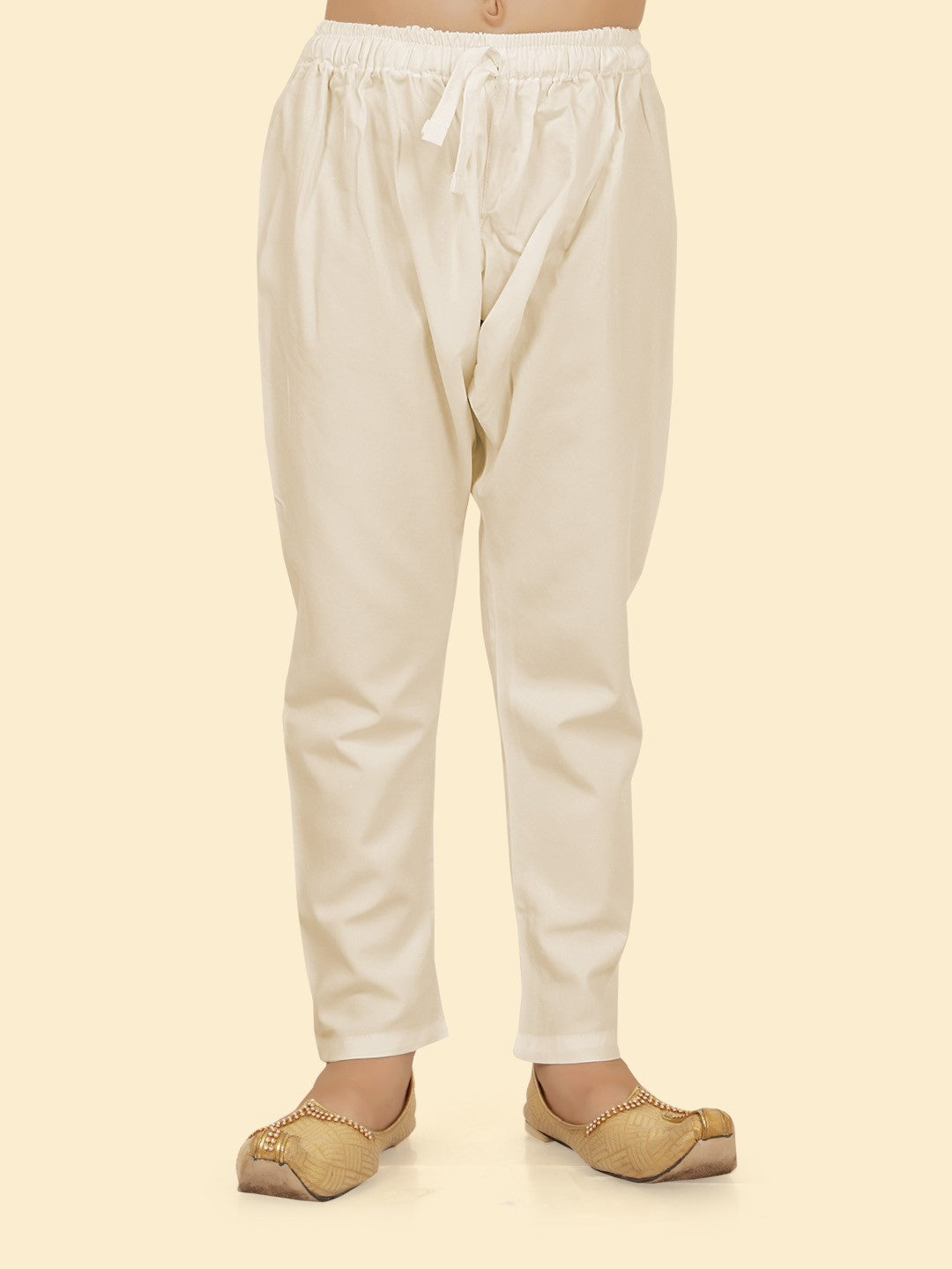 Cream Boys Kurta Set with Pyjama & Motifs Jackets