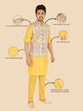 Man wearing a gold traditional outfit with detailed features highlighted