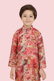 Carrot Cotton Printed Kurta Set with Long Sleeve Kurta & Pant style Pyjama for Boys