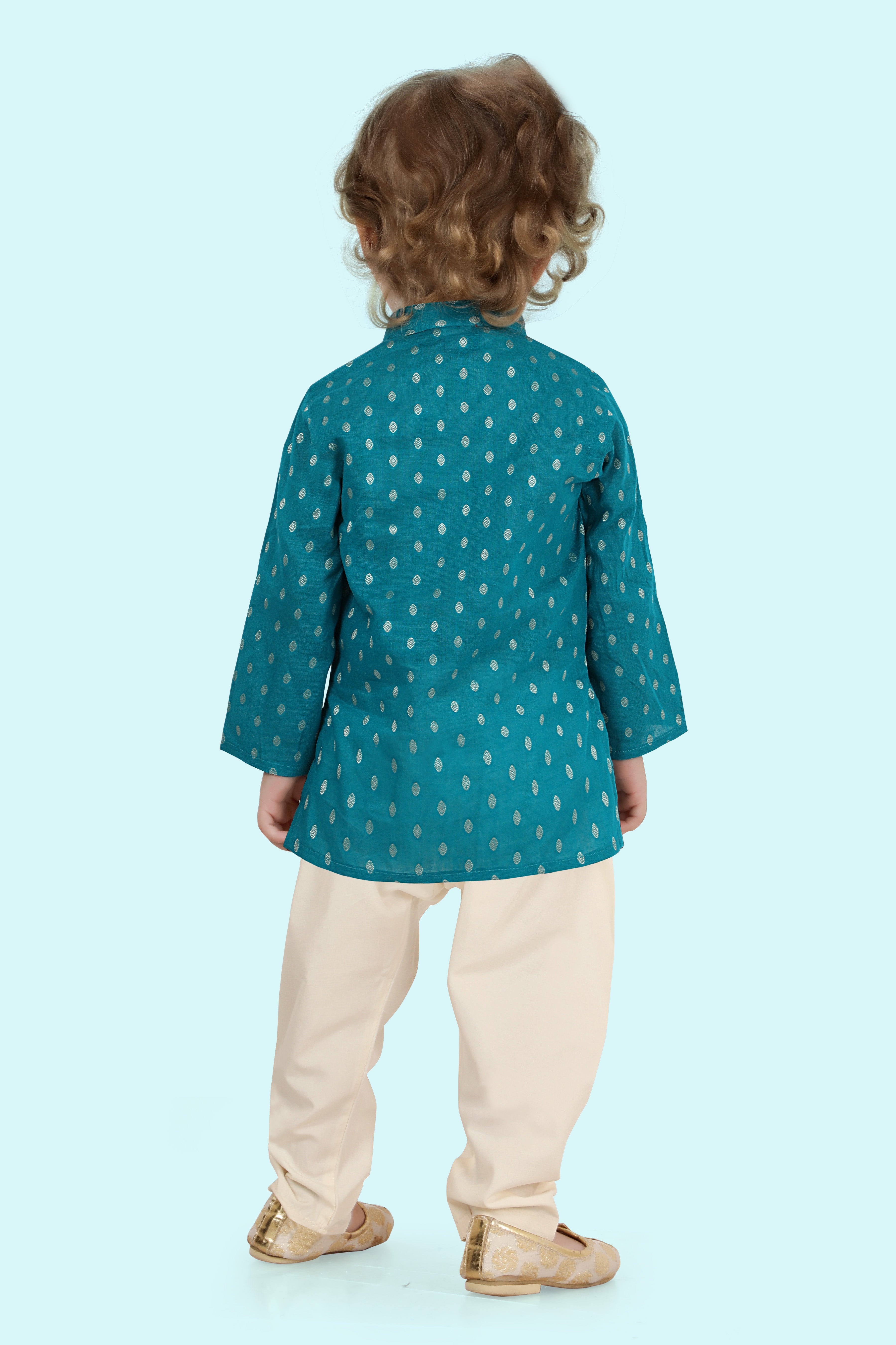 Sophisticated Sea Green Indian Kurta Set for boys