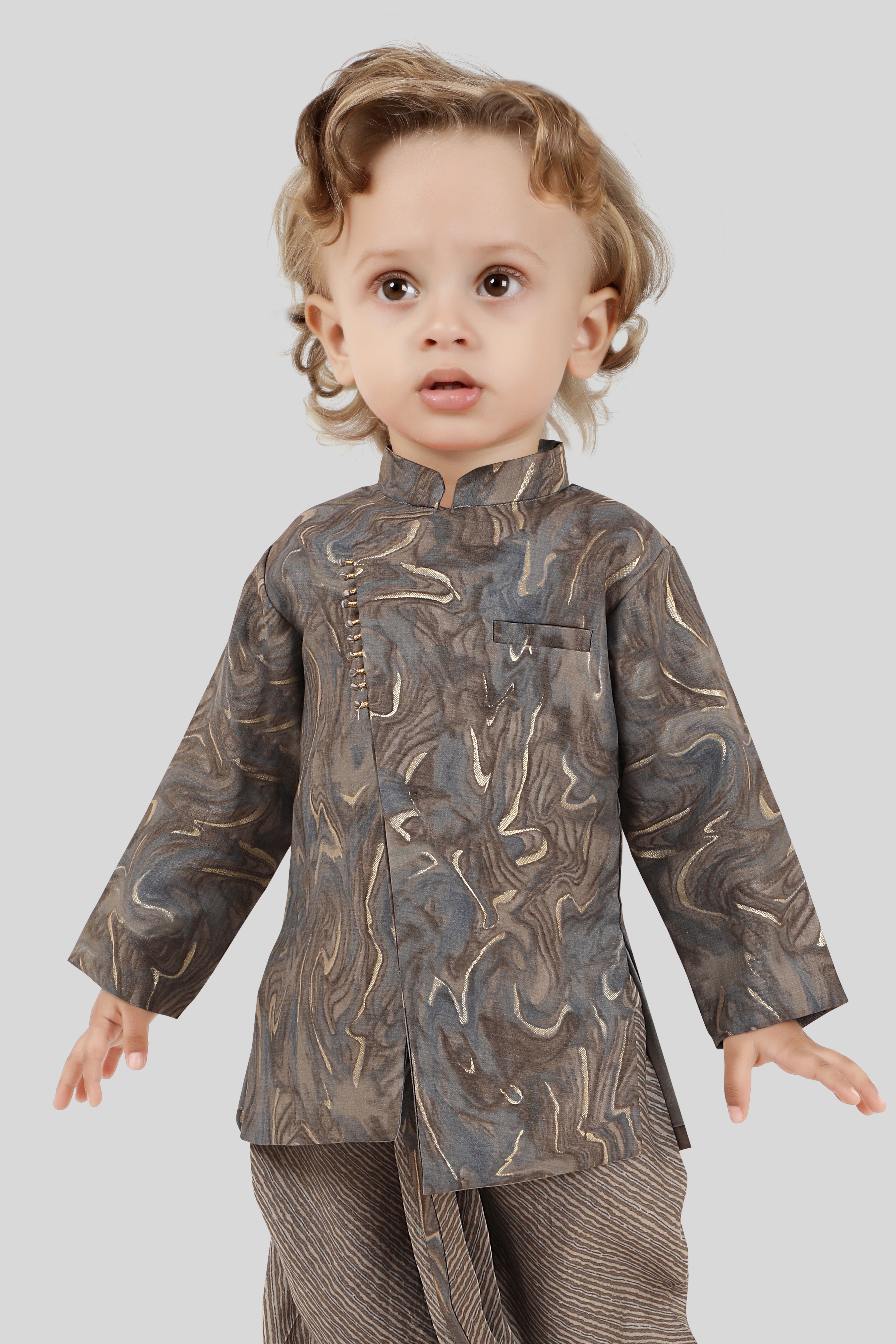 Charcoal Grey Indian Dhoti Set for Boys