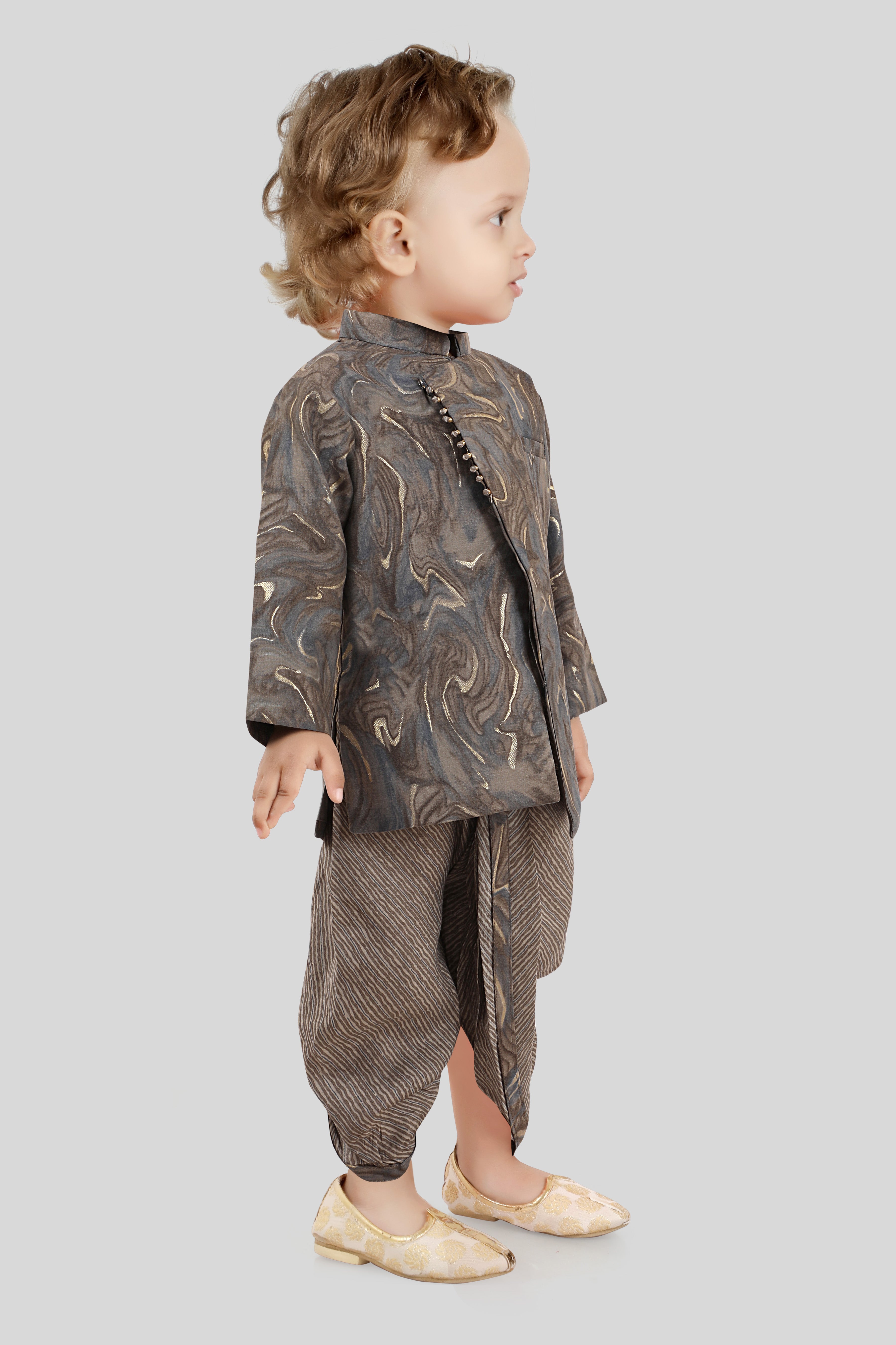 Charcoal Grey Indian Dhoti Set for Boys