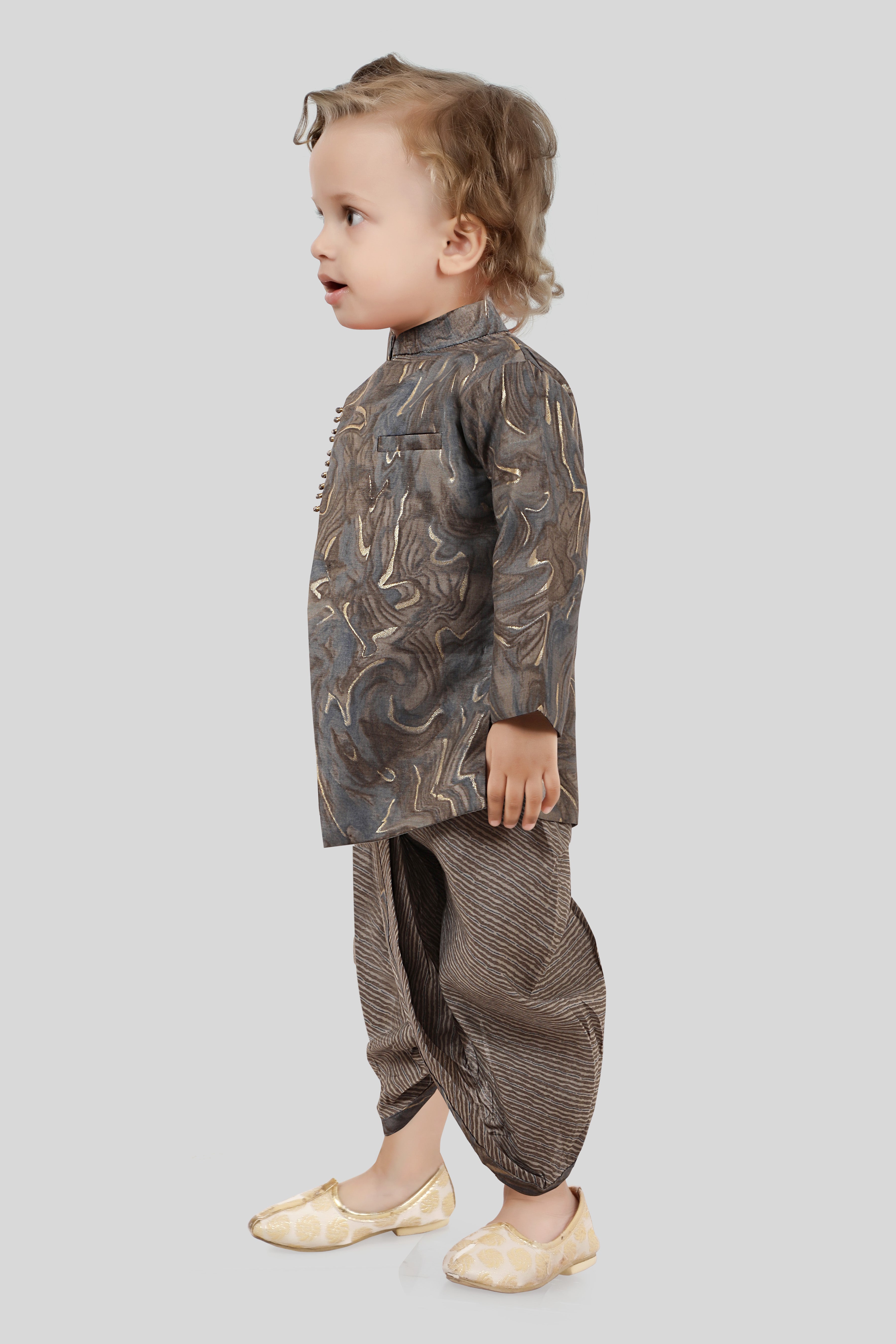 Charcoal Grey Indian Dhoti Set for Boys
