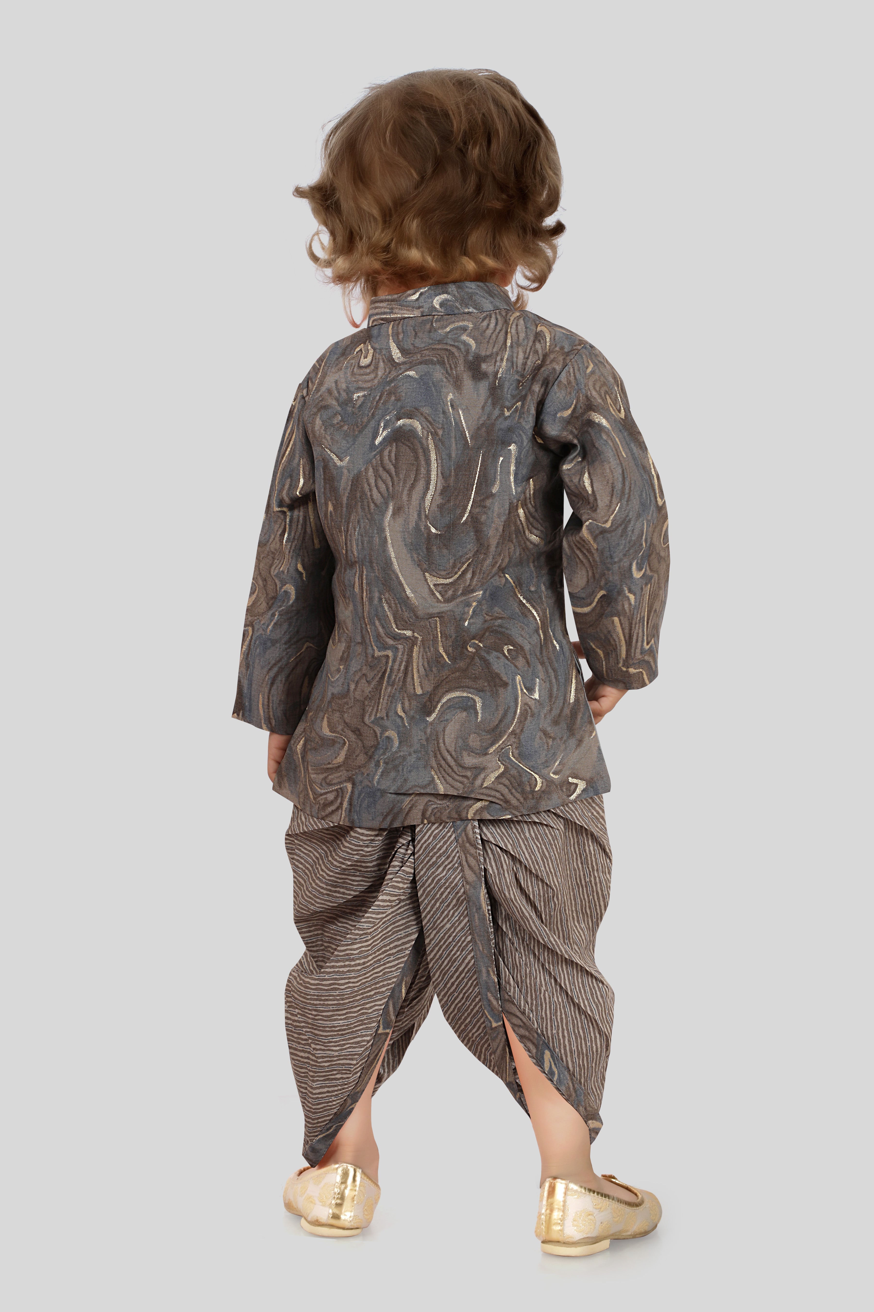 Charcoal Grey Indian Dhoti Set for Boys