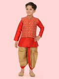 Carrot  Boys Jacquard Kurta Set with Long Sleeve Kurta & Dhoti Style bottom for Boys