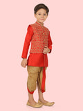 Carrot  Boys Jacquard Kurta Set with Long Sleeve Kurta & Dhoti Style bottom for Boys