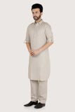 L.Grey Premium Cotton Satin Pathani set with Long Sleeve Kurta & Patiala style Pyjama For Boys