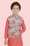 Carrot  Printed Sequence Jacket Set with Long Sleeve Kurta & Pant style for Boys Pyjama