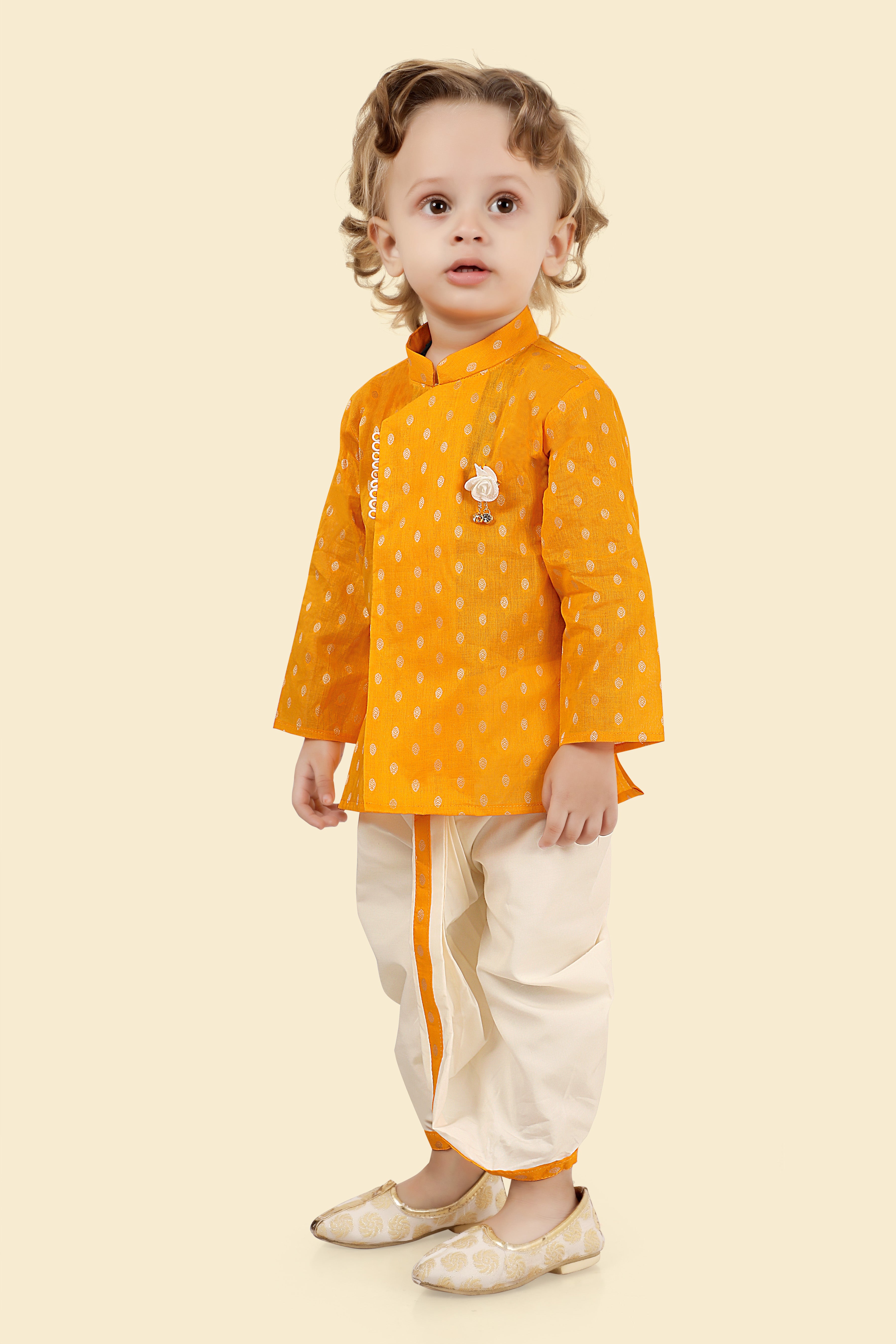 Shimmering Gold Indian Dhoti Set for Infants & boys till 9 Years