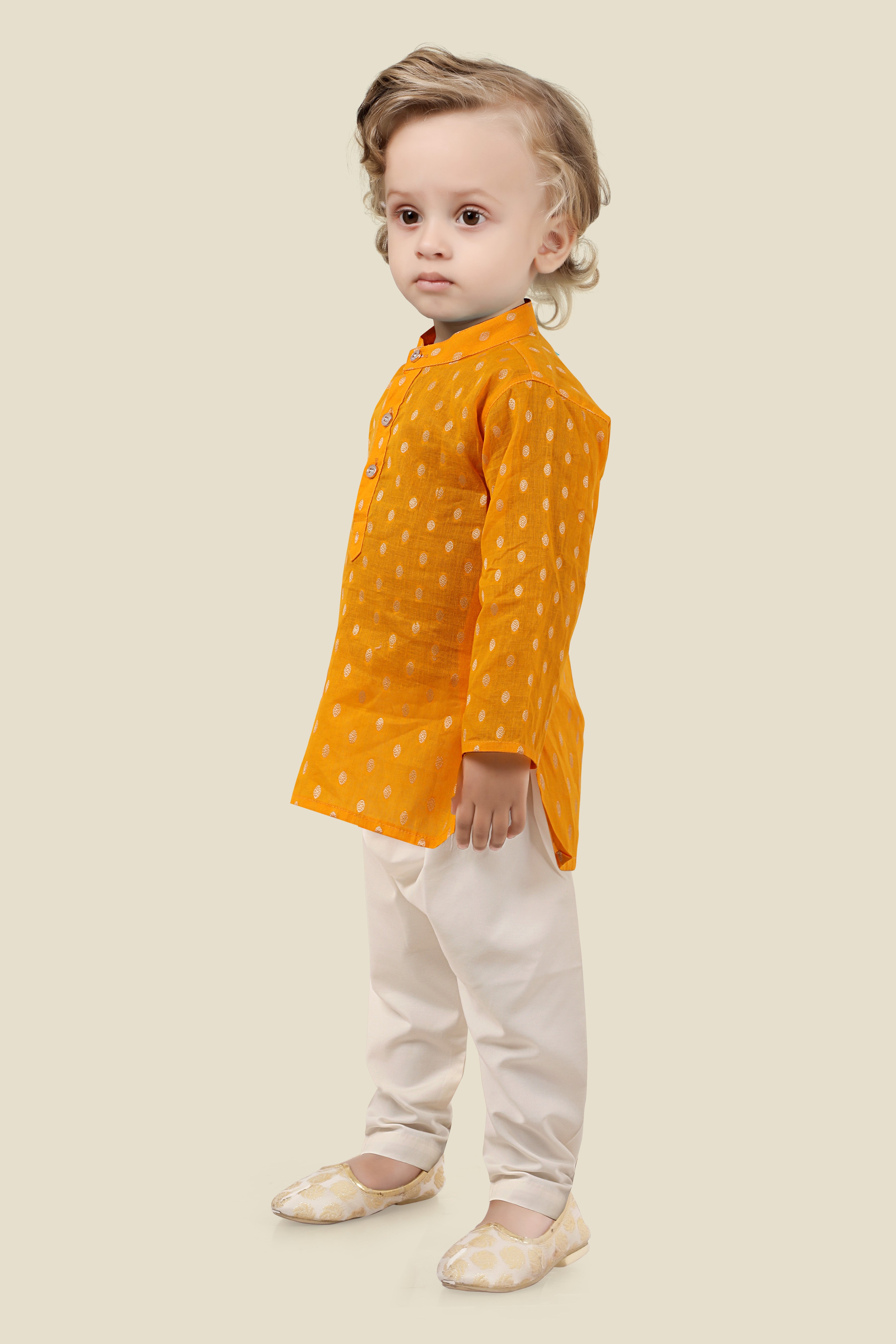 Gleaming Gold Indian Kurta Set for Boys