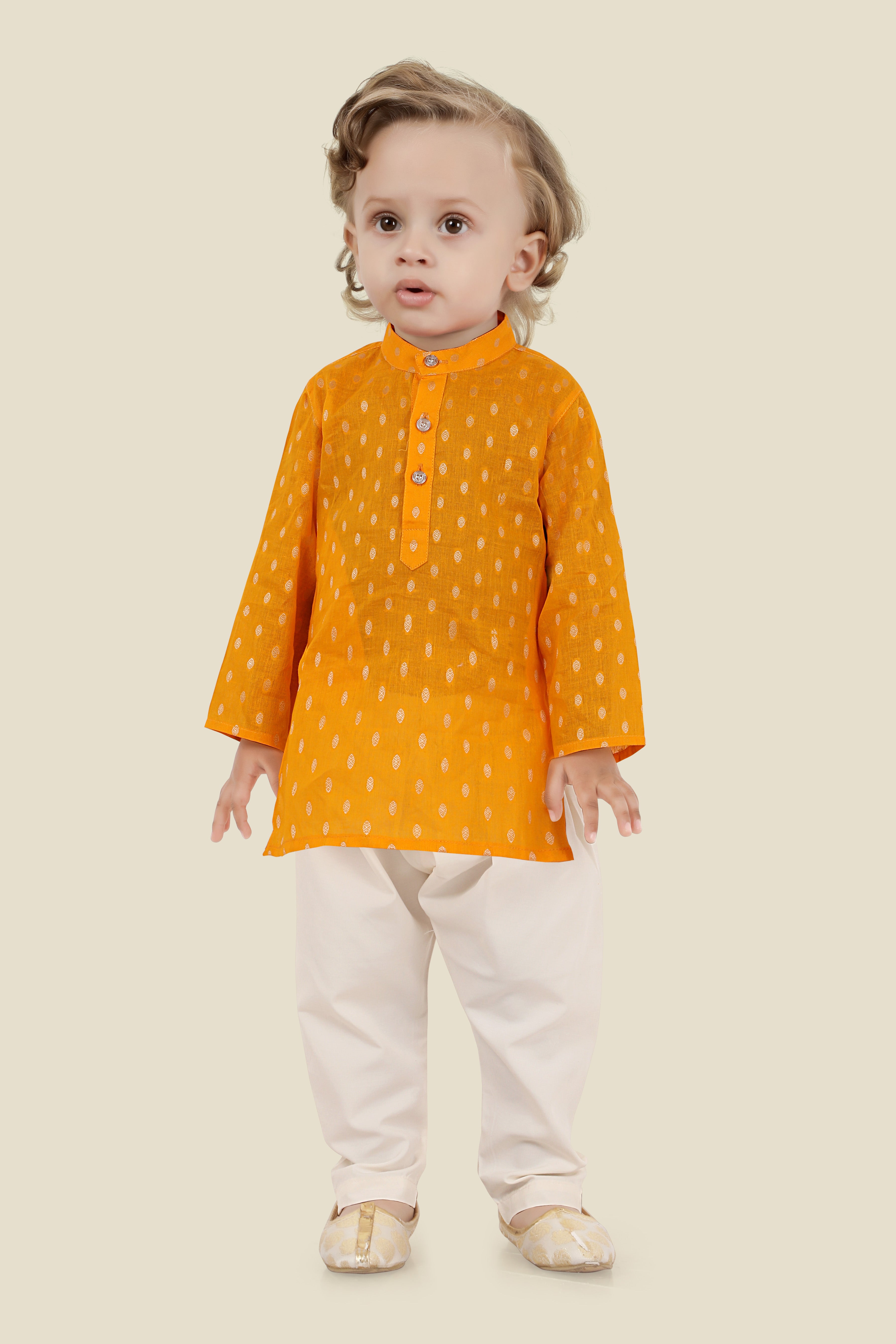 Gleaming Gold Indian Kurta Set for Boys