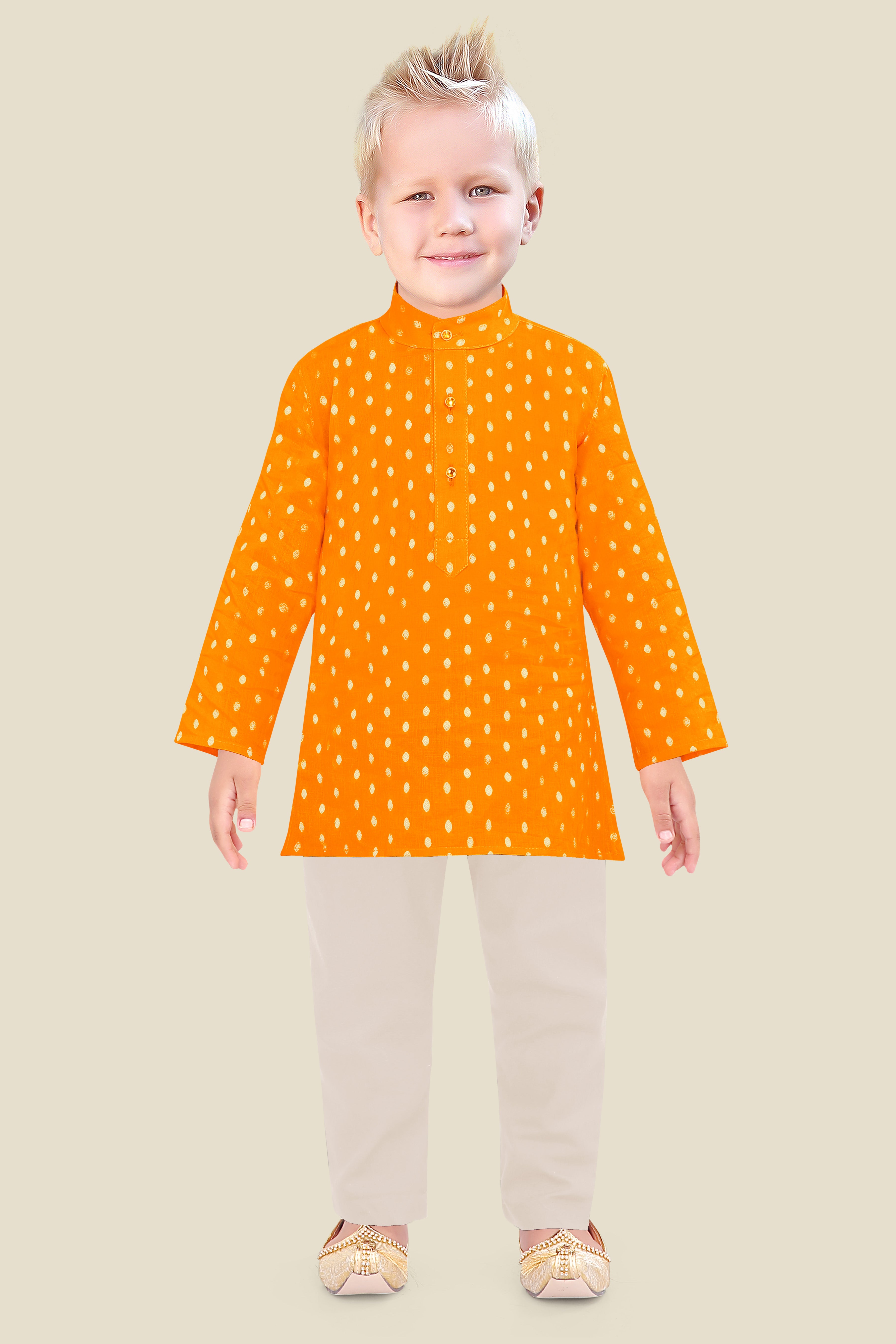 Gleaming Gold Indian Kurta Set for Boys