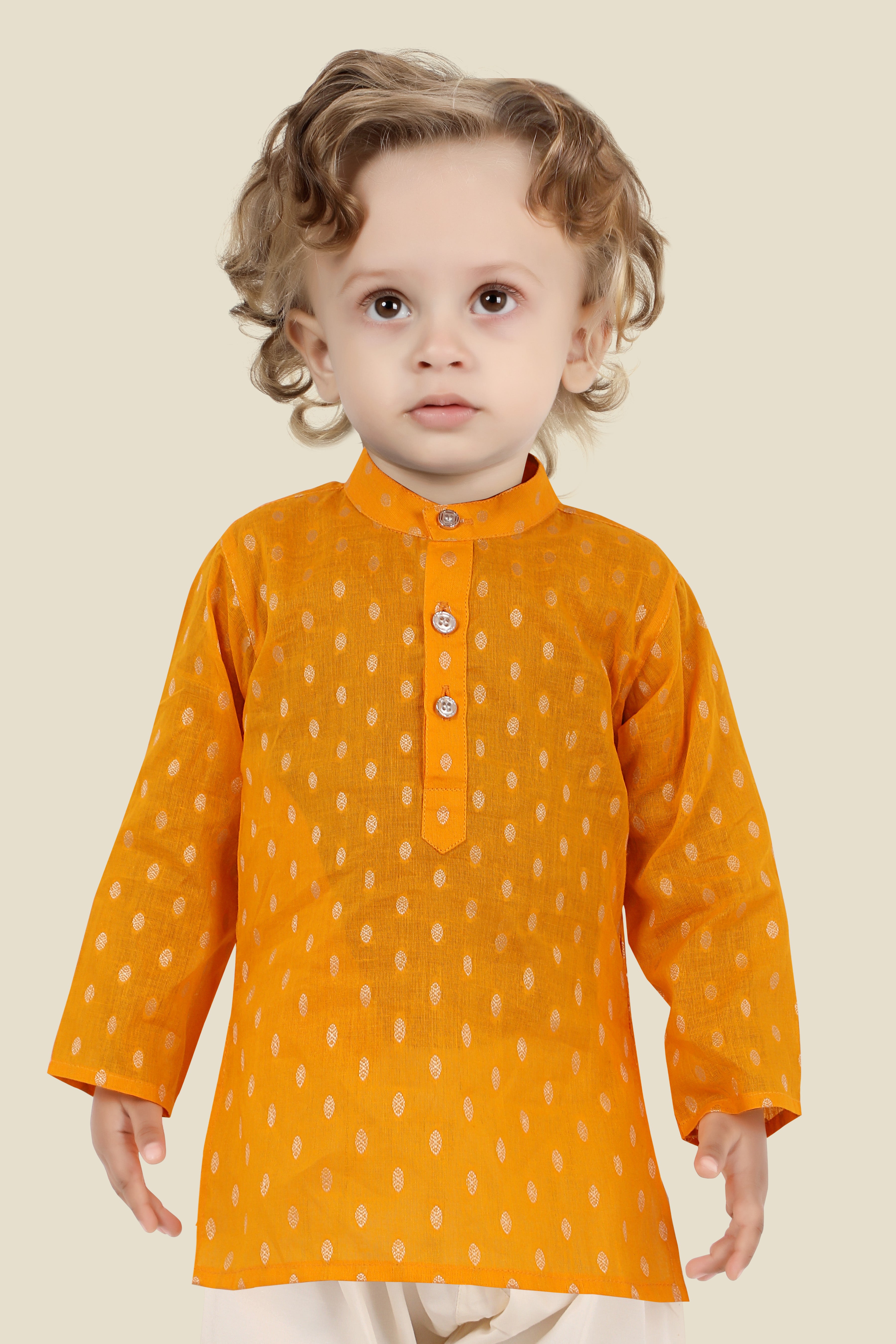 Gleaming Gold Indian Kurta Set for Boys