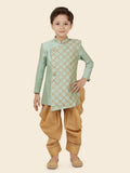 C Green Heavy Desiger Kurta Set with Long Sleeve Kurta & Pant style Pyjama for Boys