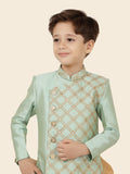 C Green Heavy Desiger Kurta Set with Long Sleeve Kurta & Pant style Pyjama for Boys