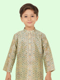 Green  Motif  Printed  Kurta Set with Long Sleeve Kurta & Pant style Pyjama For Boys