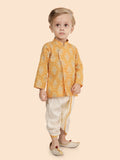 Gleaming Gold Motif Dhoti Set for boys