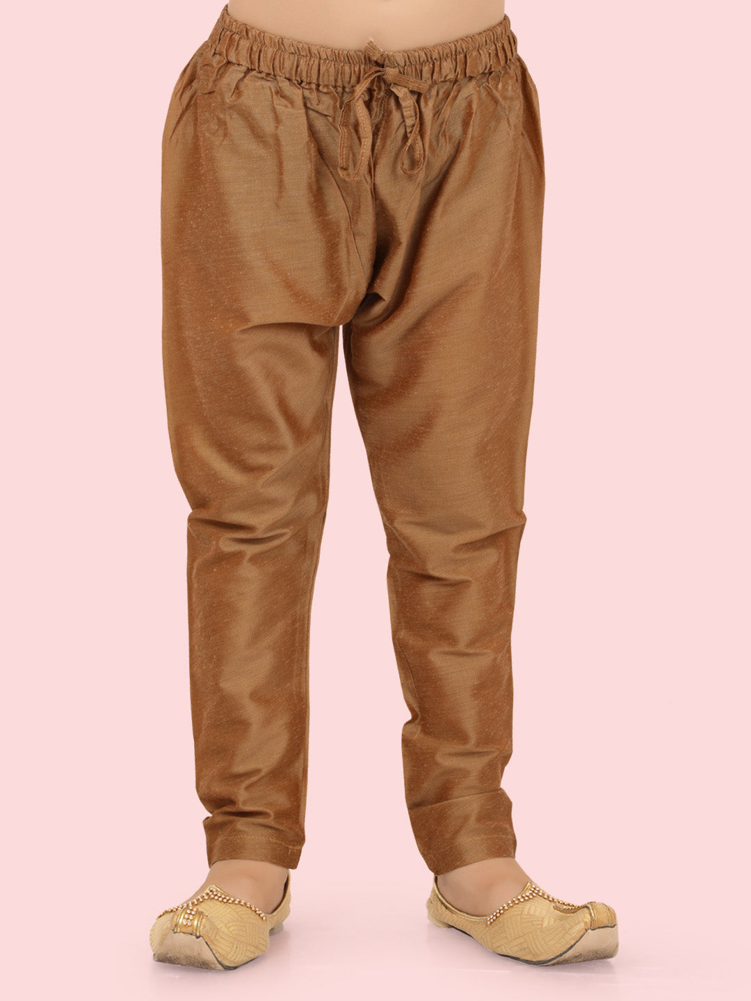 Marron Jacquard Kurta Set with Long Sleeve Kurta & Pant style Pyjama For Boys