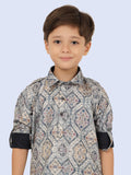 N.Blue Digital Print Pathani set & Pant style Pyjama For Boys