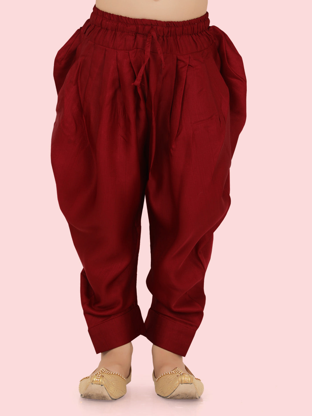 Peach Jacquard KurtaSet with Long Sleeve Kurta & Pant style Pyjama For Boys