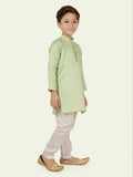 Parrot Jacquard KurtaSet with Long Sleeve Kurta & Pant style Pyjama For Boys