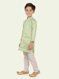 Parrot Jacquard KurtaSet with Long Sleeve Kurta & Pant style Pyjama For Boys