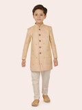 Pink Embroidery Sherwani Set with Long Sleeve Kurta & Pant style Pyjama For Boys