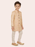 Pink Embroidery Sherwani Set with Long Sleeve Kurta & Pant style Pyjama For Boys