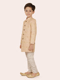 Pink Embroidery Sherwani Set with Long Sleeve Kurta & Pant style Pyjama For Boys