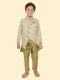 Pista Jacquard Jacket Kurta Set with Long Sleeve Kurta & Pant style Pyjama For Boys