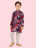 Rani Cotton Motif Printed Kurta Set with Long Sleeve Kurta & Pant style Pyjama For Boys