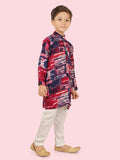 Rani Cotton Motif Printed Kurta Set with Long Sleeve Kurta & Pant style Pyjama For Boys