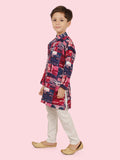 Rani Cotton Motif Printed Kurta Set with Long Sleeve Kurta & Pant style Pyjama For Boys