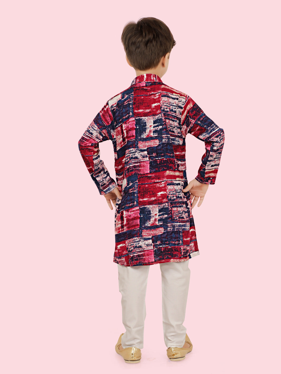 Rani Cotton Motif Printed Kurta Set with Long Sleeve Kurta & Pant style Pyjama For Boys