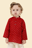 Vibrant Red Indian Kurta Set for Infants & Young boys