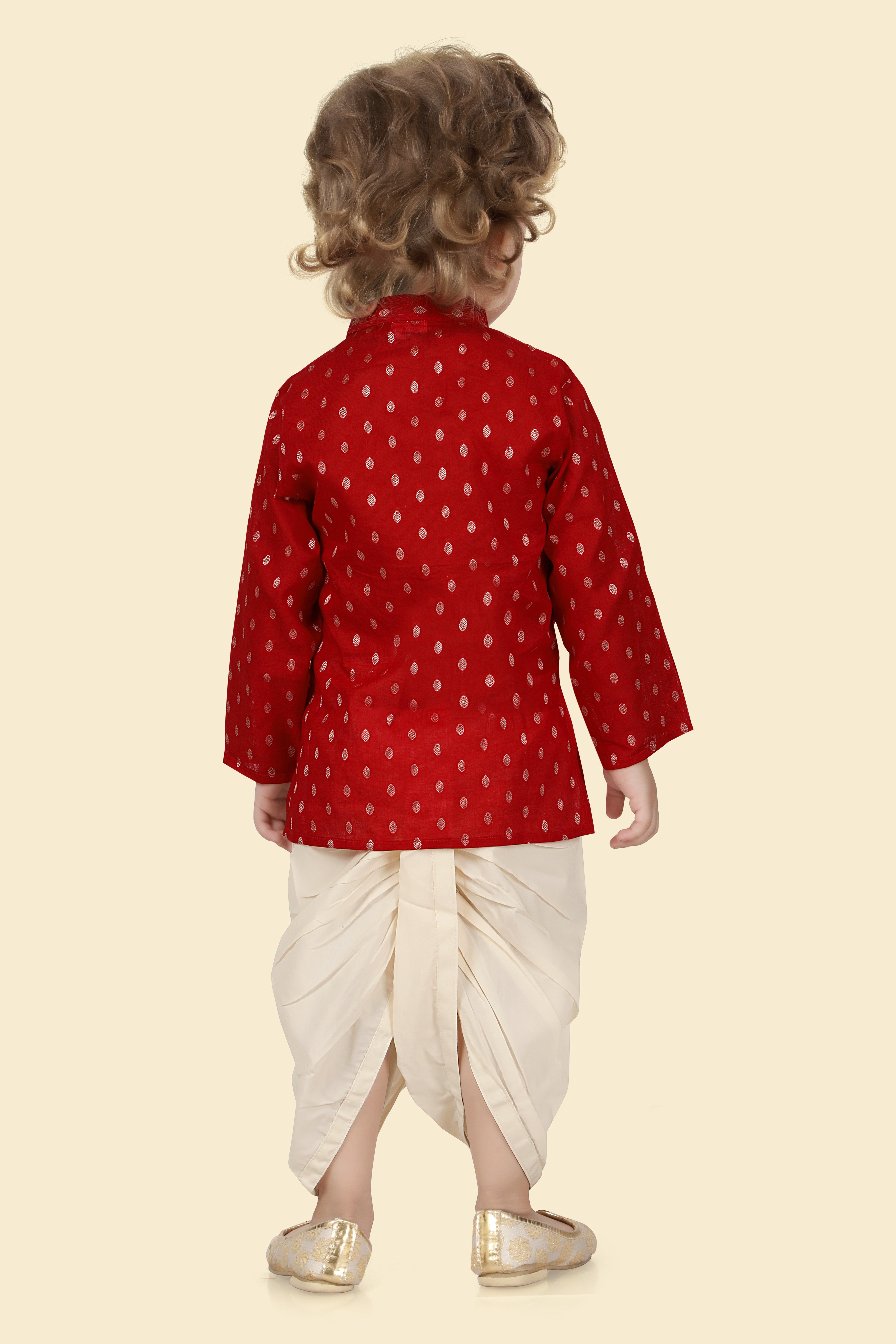 Vibrant Red Indian Kurta Set for Infants & Young boys