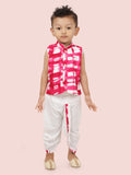 Rani CottonMotif Printed  slevless kurta Set & Dhoti Style Bottom For Boys