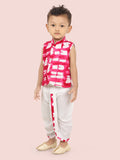 Rani CottonMotif Printed  slevless kurta Set & Dhoti Style Bottom For Boys