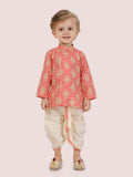 Carrot Motif Printed Kurta Set with Long Sleeve Kurta & Dhoti Style bottom