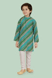 Cgreen  bandhani print Kurta Set with Long Sleeve Kurta & Pant style Pyjama for Boys