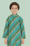 Cgreen  bandhani print Kurta Set with Long Sleeve Kurta & Pant style Pyjama for Boys