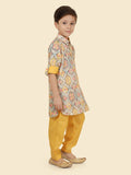 Gold Digital Print Pathani set & Pant style Pyjama For Boys